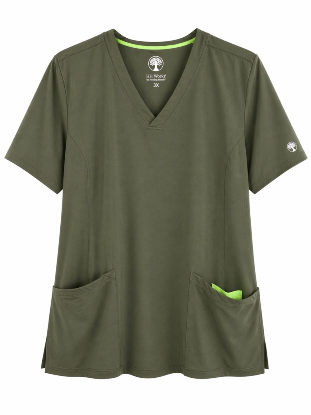 SOLD - healing hands Olive Green Medical Top with White Logo